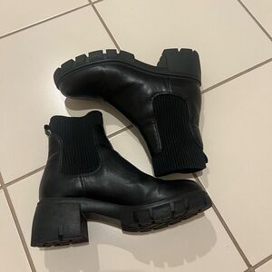 Steve Madden Black Chunky Ankle Boots